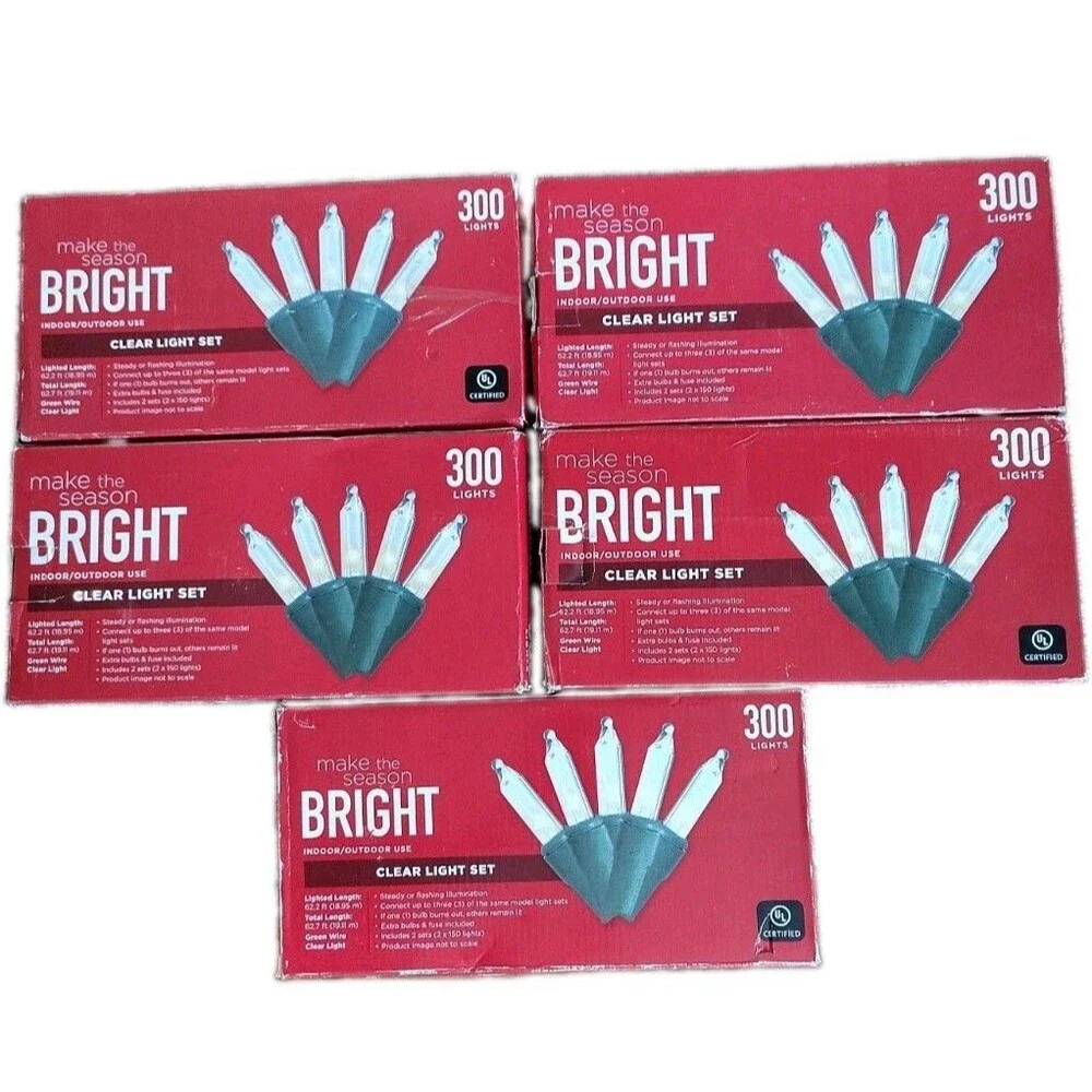 1500 Christmas Clear Lights 5 Boxes Indoor Outdoor Make The Season Bright NIB